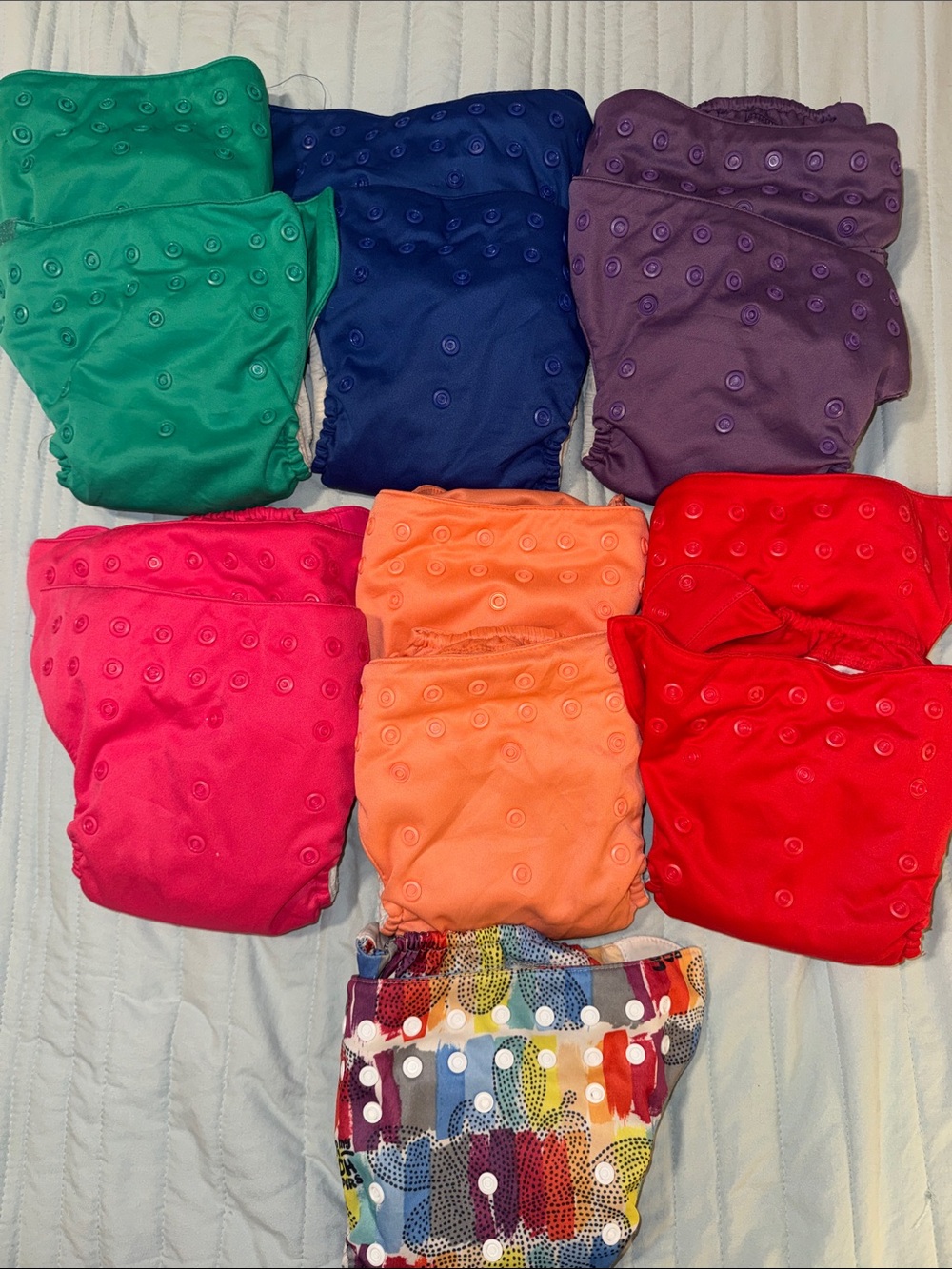 Lot of 13 Bumgenius AiO Modern Cloth Diapers - Bright Colors